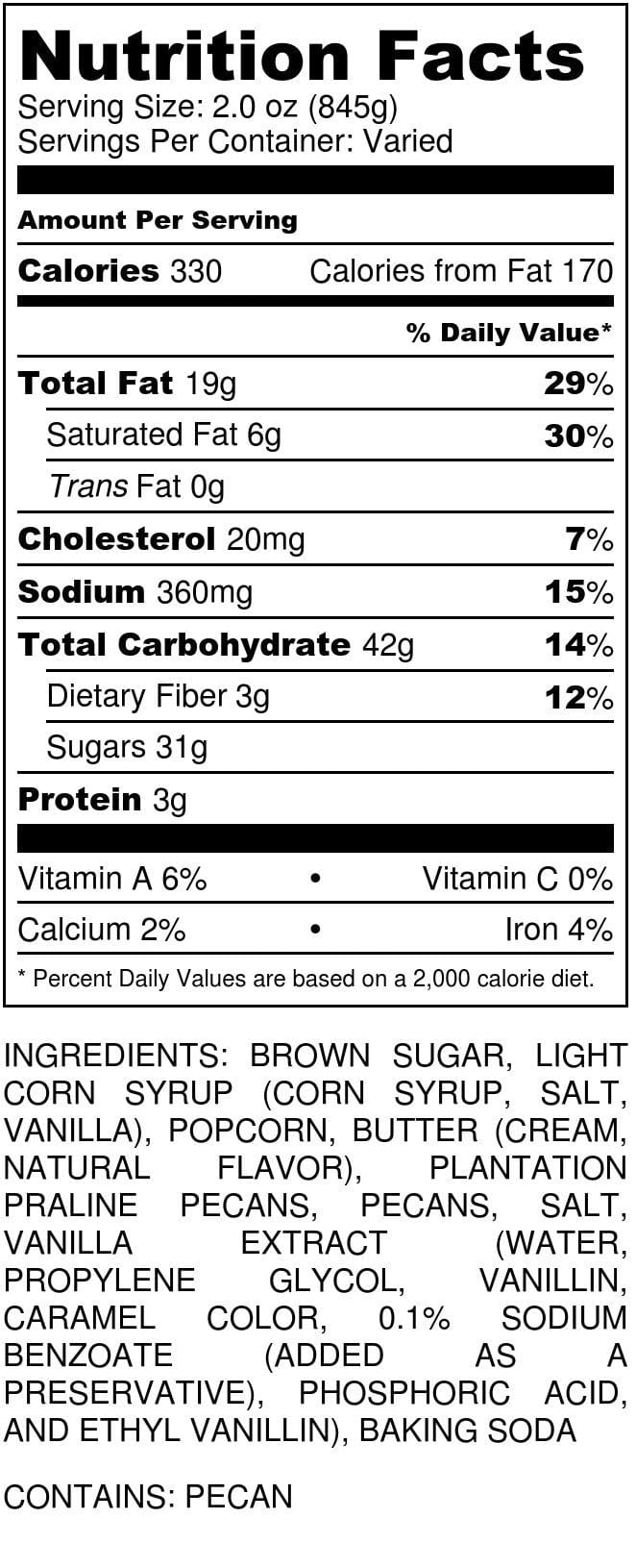 Caramel Pecan Popcorn - 1 - Gallon Pail - Pecan Treats | Texas Pecan Cakes