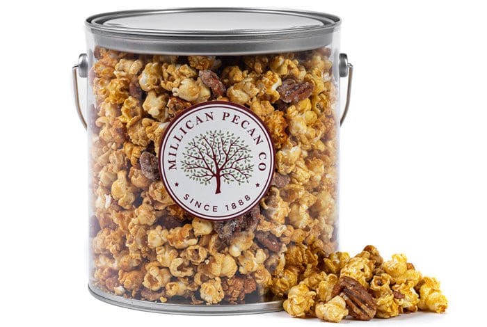 Caramel Pecan Popcorn - 1 - Gallon Pail - Pecan Treats | Texas Pecan Cakes