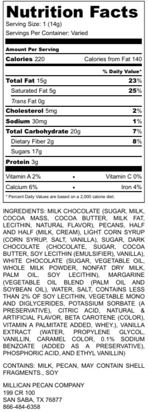 Combination 3 - Chocolate Caramillicans - Gift Box - Pecan Treats | Texas Pecan Cakes