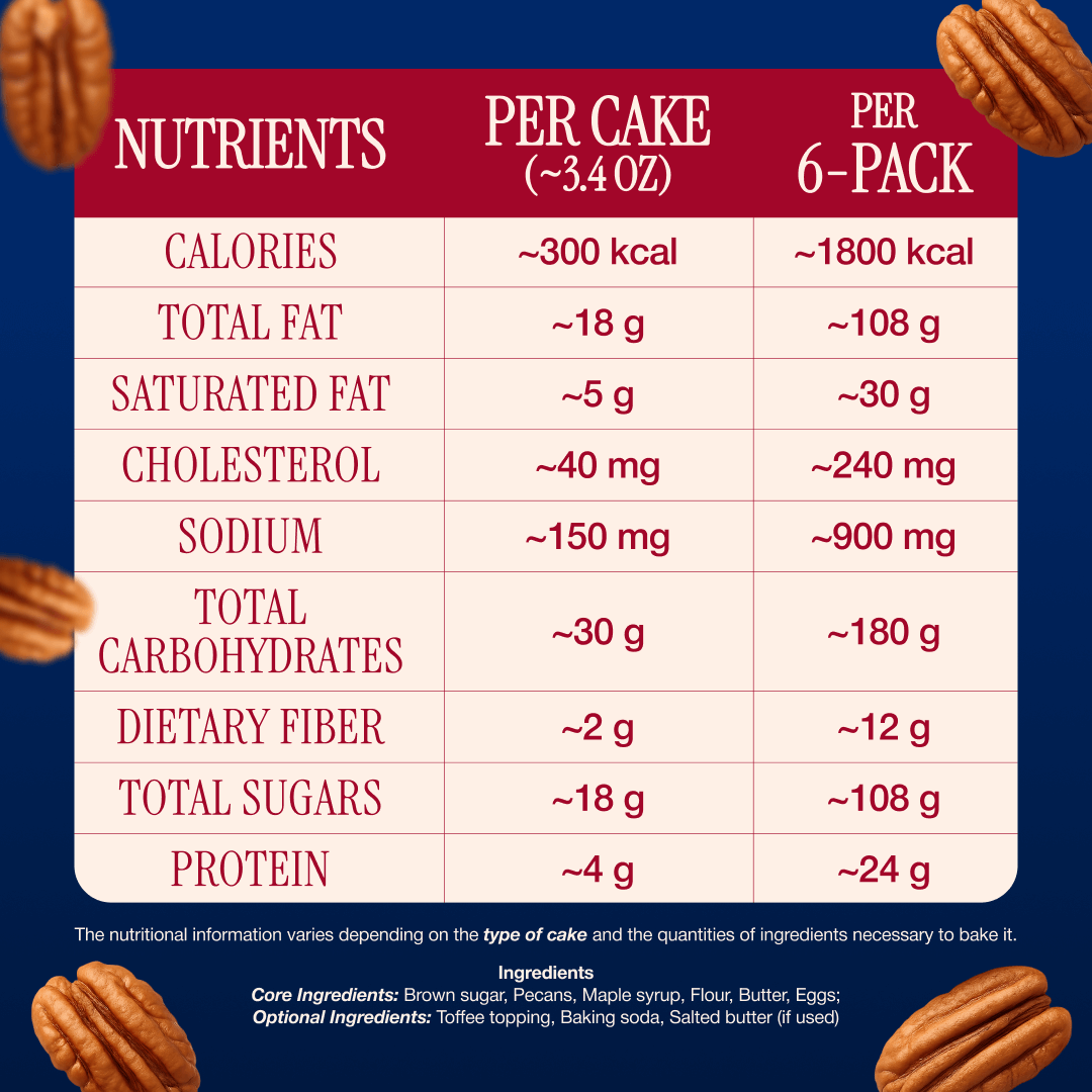Texas Pecan Cakes Small Cake - 6 Pack