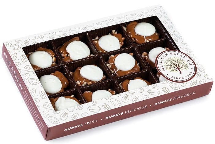 White Chocolate Caramillicans - Gift Box - Pecan Treats | Texas Pecan Cakes