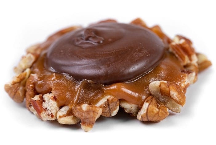 Dark Chocolate Caramillicans - Individual - Pecan Treats | Texas Pecan Cakes